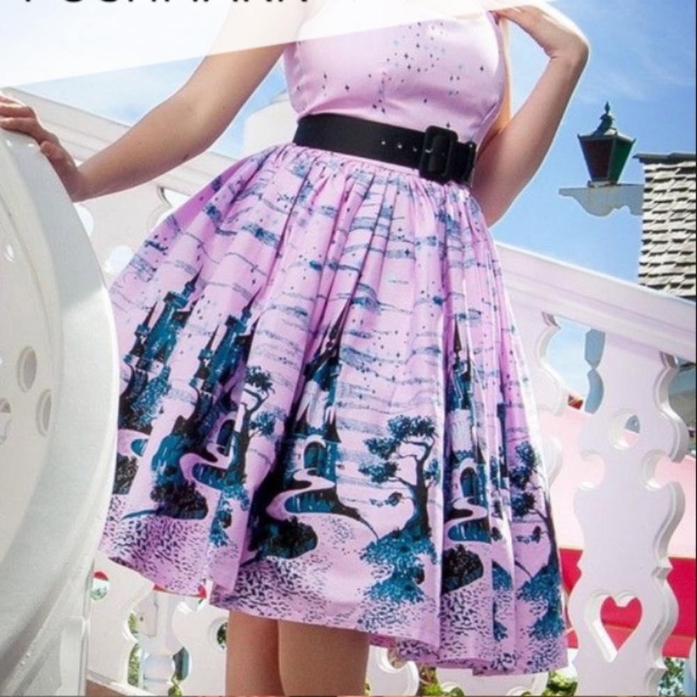 Pinup Girl Clothing Aurora Dress Castles PUG Small Disney Dress Shop Pin Up
